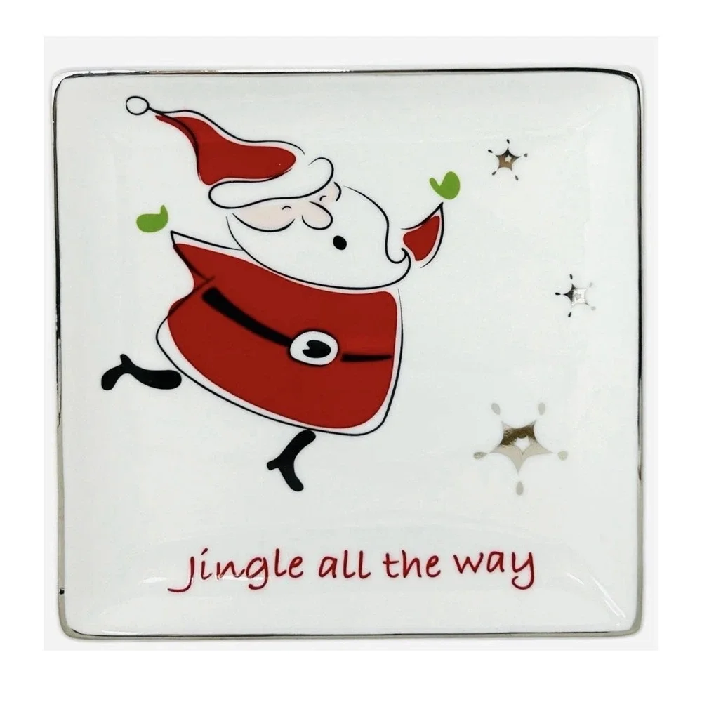 North Pole Trading Co Set of 4 Modern Jingle Salad Plates Christmas 8